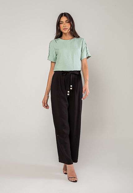 Blusa Alfaiataria Com Botões Na Manga Verde Salvatore