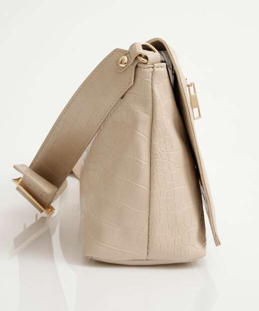 Bolsa Transversal Crossbody Feminina Textura Marisa Bege