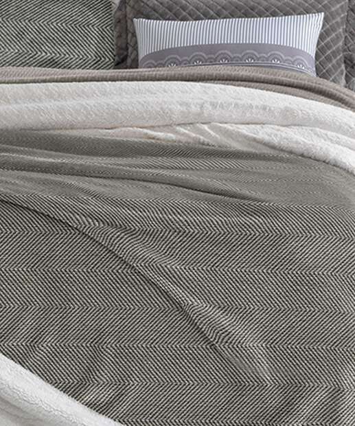 Cobertor Casal Slim Sherpa Chevron Hedrons 1 Peça