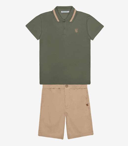 Conjunto Polo Com Bermuda Masculina Trick Nick Verde