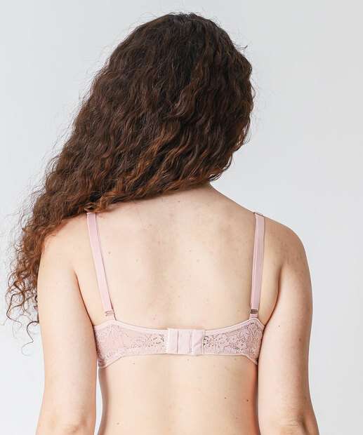 Sutiã de Renda Com Base e Bojo Rosa