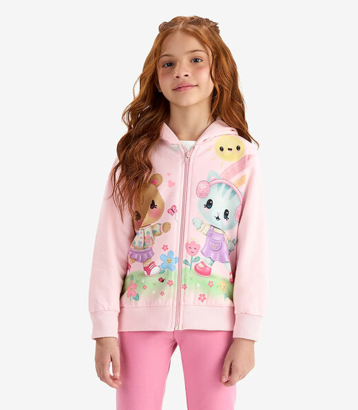 Conjunto Jaqueta com Capuz e Legging Rovi Kids Rosa