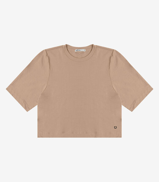Blusa Feminina Manga Curta em Molecotton Endless Marrom