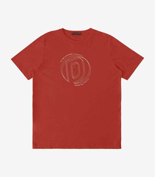 Camiseta em Meia Malha Masculina Diametro Laranja