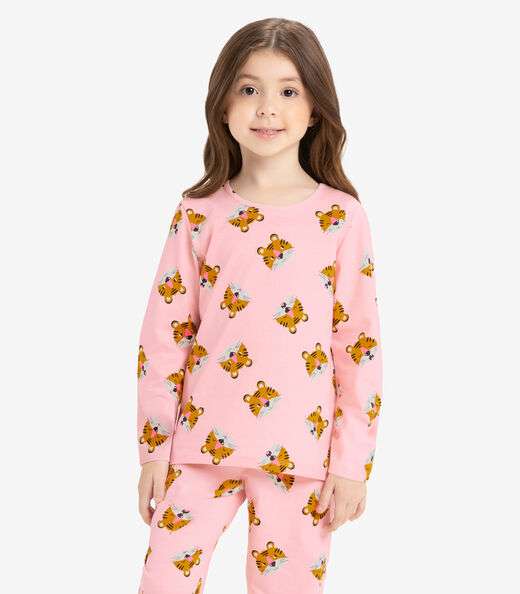 Pijama meia malha Rovi Kids Rosa