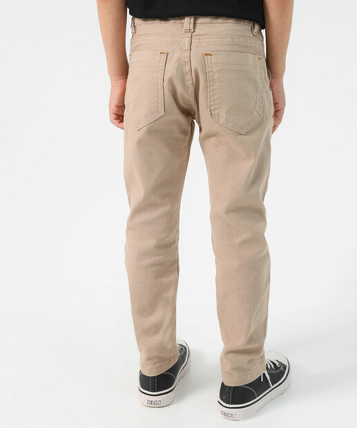 Calça Infantil Sarja Slim Bolsos Tam 4 a 8 Bege