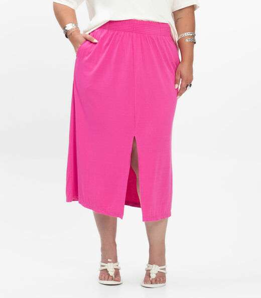 Saia Super Midi Feminina Plus Size Secret Glam Rosa