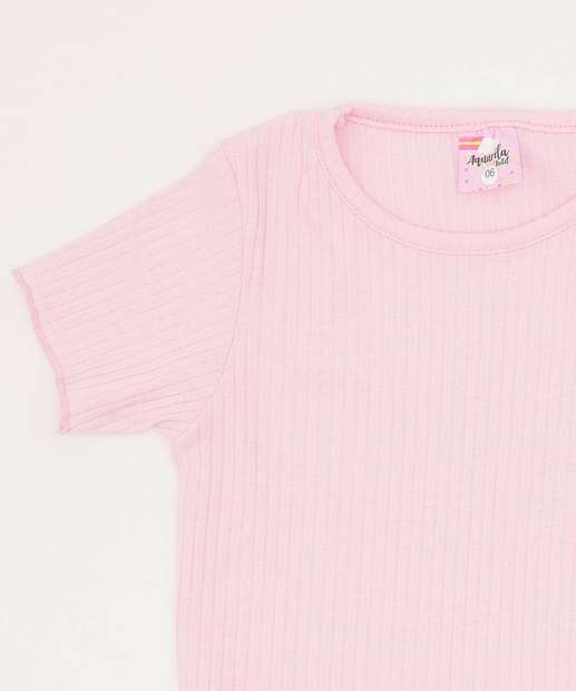 Blusa Infantil Canelada Manga Curta Tam 4 a 10