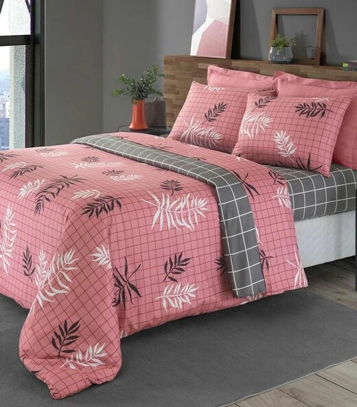 Jogo De Cama 200 Fios Queen 4 Peças Lar E Lazer Rosa