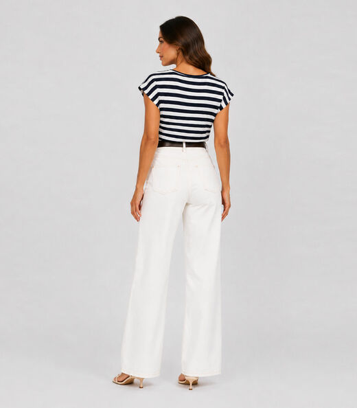 Blusa Feminina Em Ribana Decote V Infinita Cor Azul