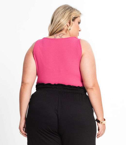 Regata Feminina Plus Size Secret Glam Rosa