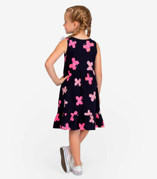 Vestido Infantil em Meia Malha Penteada Select Azul