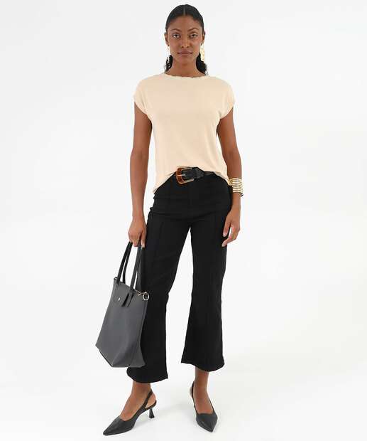 Blusa Feminina Gola Redonda Manga Curta Marisa