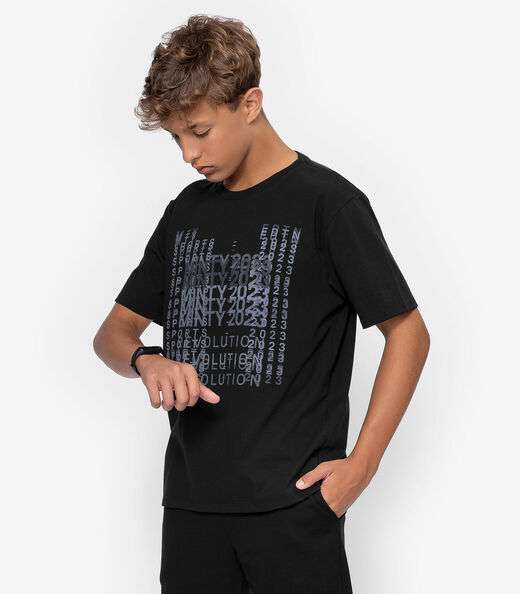 Image_Camiseta Juvenil Estampada Masculina Minty Preto