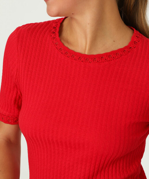 Blusa Feminina Textura Manga Curta Marisa Vermelho