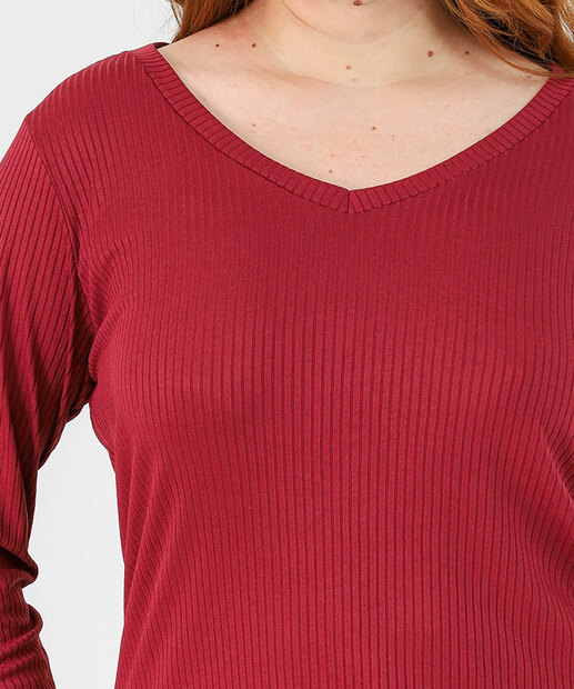 Blusa Plus Size Feminina Canelada Marisa Vermelho