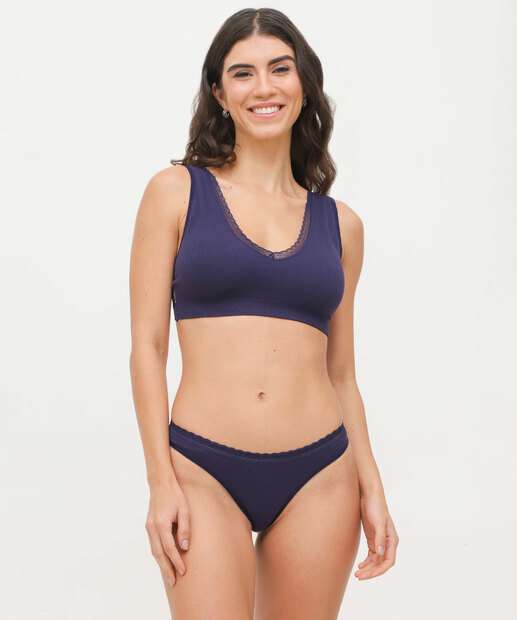 Calcinha Tanga Canelada Marisa