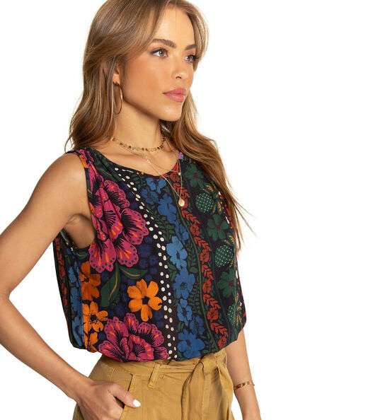 Blusa Feminina Estampada Endless Preto