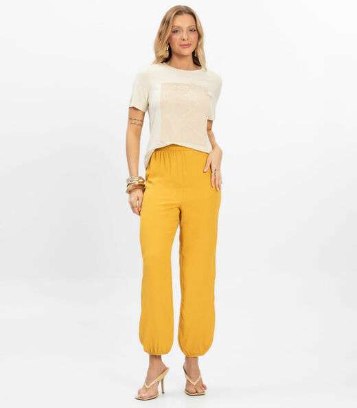 Image_Calça Feminina Aladim em Tecido Viscose Dianna Amarelo