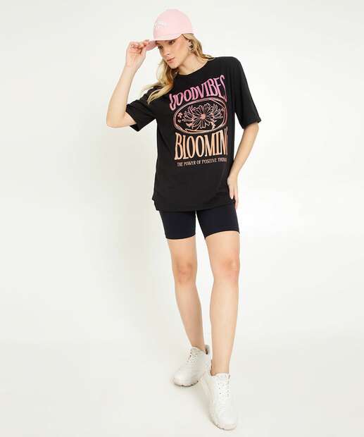Blusa Feminina Estampa Frases Manga Curta Marisa