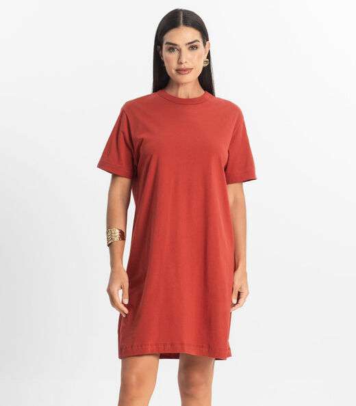 Image_Vestido Básico T-Shirt Feminino Rovitex Vermelho