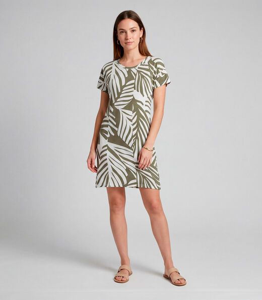 Vestido Básico Com Gola Redonda Infinita Cor Verde