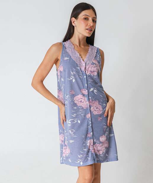 Image_Camisola Renda Flores Sem Manga Marisa Azul