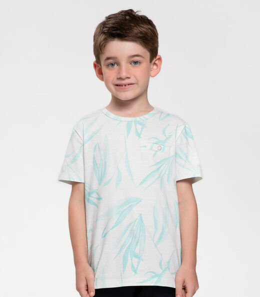 Camiseta Infantil Estampa Folhagens Trick Nick Azul