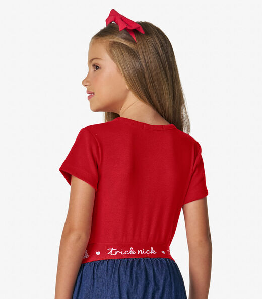 Blusa feminina infantil em Ribana 2x1 Trick Nick Vermelho