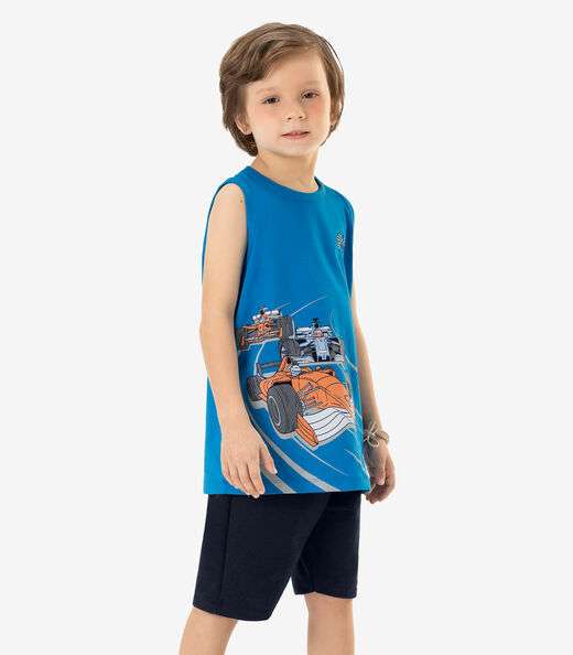 Conjunto Infantil Regata Com Bermuda Rovi Kids Azul