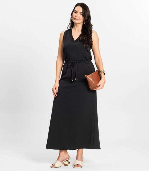 Saia Midi Feminina em Twill Cey Rovitex Preto