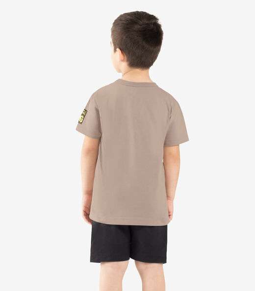 Conjunto Infantil Camiseta Com Bermuda Rovi kids Marrom