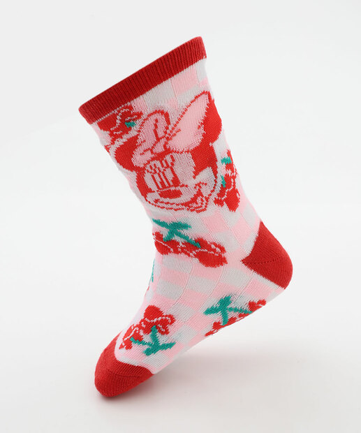 Kit 2 Meias Infantil Estampa Minnie Disney Rosa