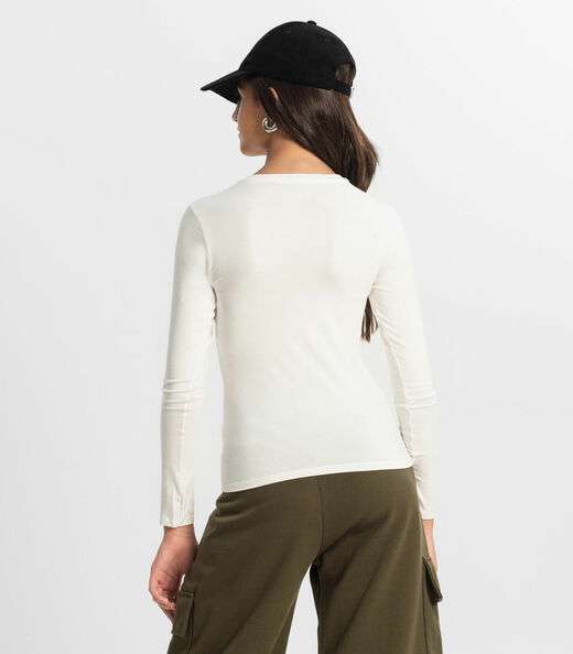 Blusa Juvenil Com Strass Manga Longa Minty Bege