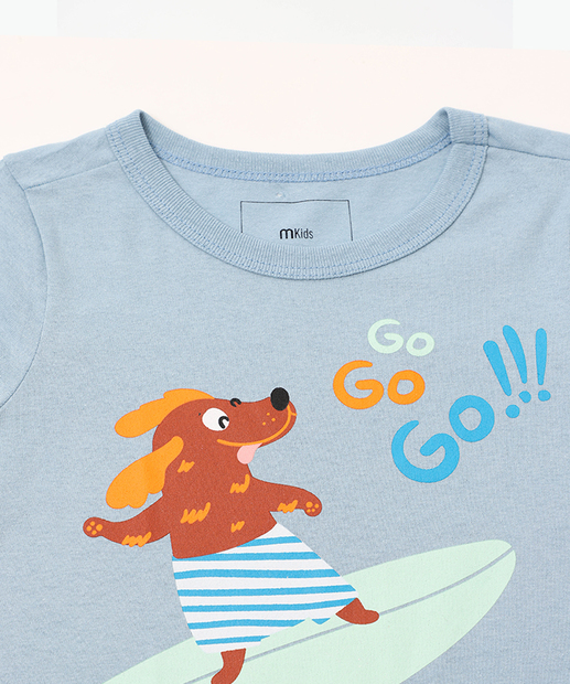 Camiseta Infantil Estampa Chachorro Marisa Tam 1 a 3 Azul