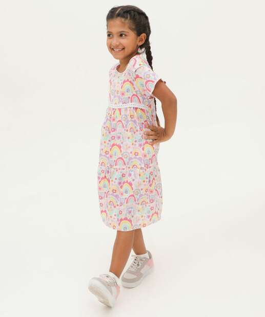 Vestido Infantil Estampa Arco Íris Marisa Tam 4 a 10