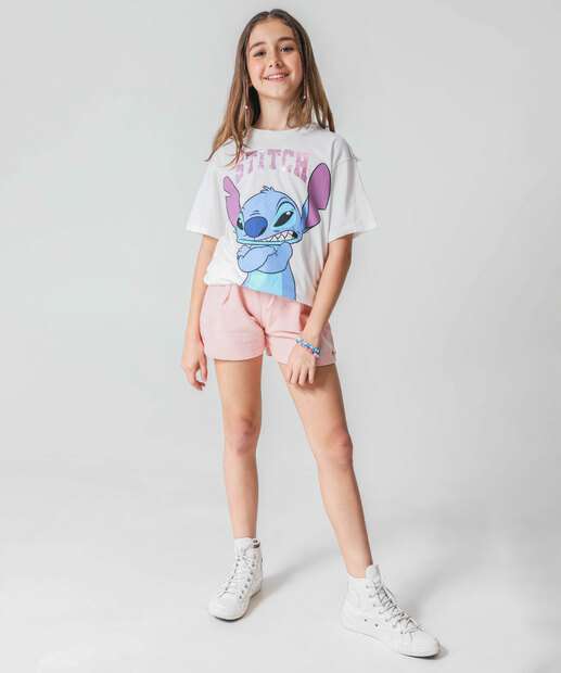 Camiseta Juvenil Stitch Disney Tam 10 a 16