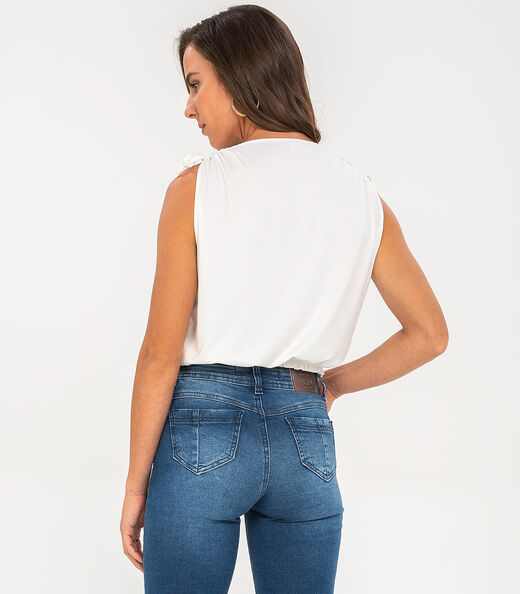 Blusa Feminina Cropped Rovitex Bege