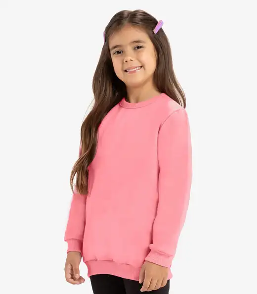 Blusão Infantil Moletom Básico Rovitex Kids Rosa