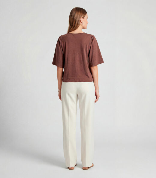 Blusa Feminina Com Manga Godê Infinita Cor Marrom