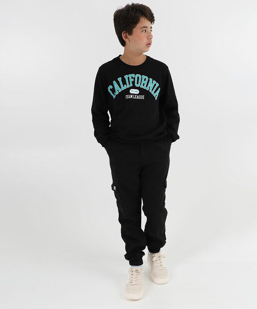 Blusão Juvenil Moletom Estampada MR Tam 10 a 16 Azul