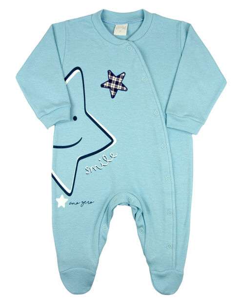 Image_Macacao Bebe Menino Suedine Algodão Manga Longa Comprido Silk e Bordado Estrela
