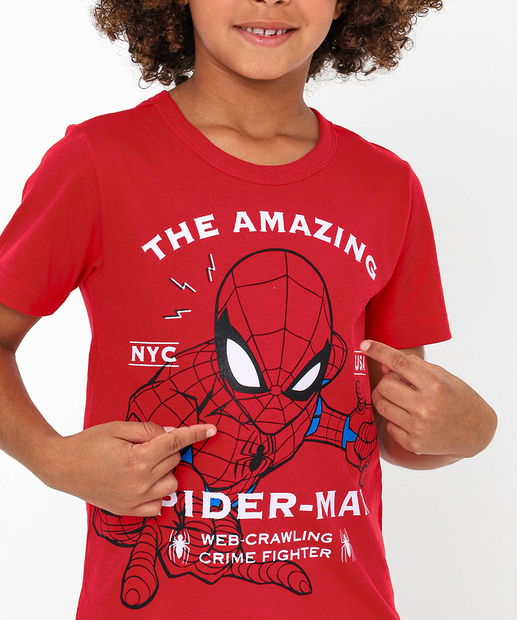 Camiseta Infantil Homem Aranha Marvel Tam 4 a 10 Vermelho