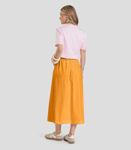 Saia Midi Feminina em Sarja Dianna Amarelo