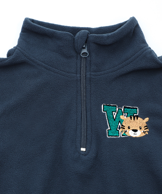 Conjunto Infantil Fleece Tigre MR Tam 1 a 3 Azul