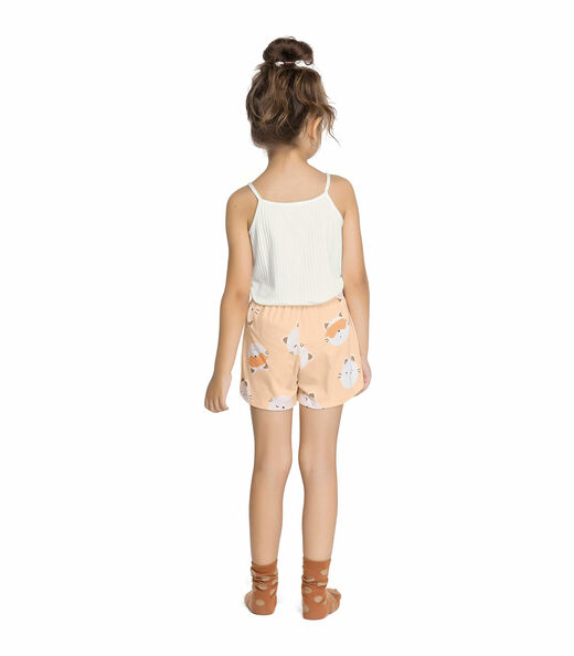 Pijama Infantil Feminino Gatinho Trick Nick Bege