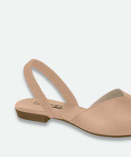 Sapatilha Feminina Slingback Bico Fino Beira Rio Bege