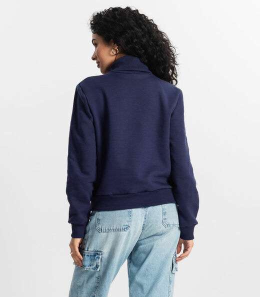 Blusão Feminino Em Moletom Rovitex Azul