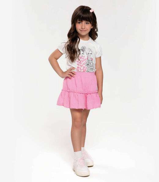 Conjunto Infantil Blusa Com Saia Trick Nick Rosa
