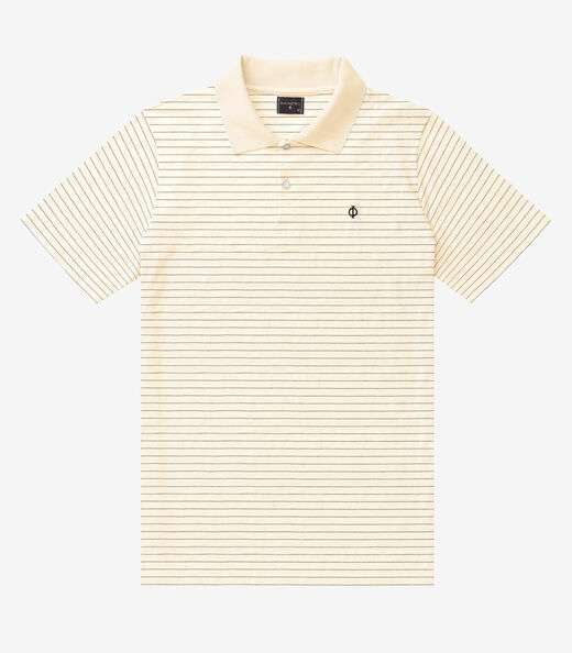 Polo Masculina Cotton Listrado Diametro Bege